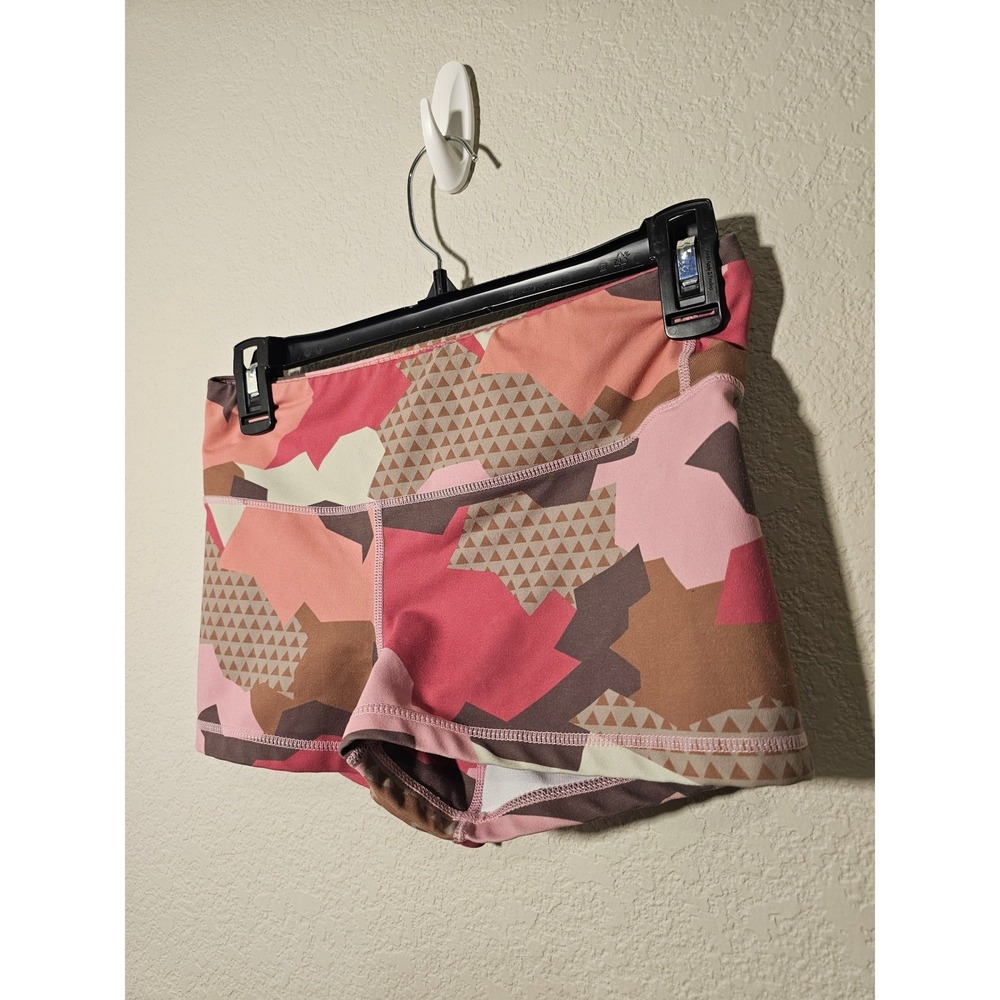 RokFit Women Pink Geometric Camo Athletic Booty Shorts CrossFit Gym Training S - Picture 2 of 4